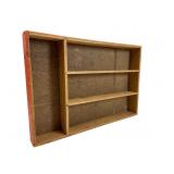 Red Painted Wooden Wall Display Shelf
