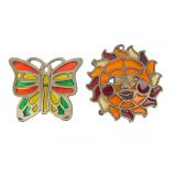 VTG Cast Metal Stained Glass Style Trivets