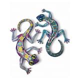 Pr. Colorful Metal Gecko Wall Art, 12" L