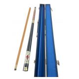 57" Two-Piece Pool Cue with Rose Design & Case