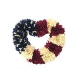 Patriotic Heart-Shaped Fabric Wreath