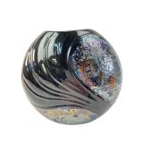 Elegant Arts Iridescent Black Art Pottery Vase