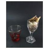 Vintage Red and Clear Glass Shot Glass Set