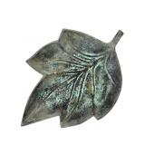 Solid Brass Leaf Dish with Green Patina