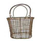 Vintage Brass Wire Mesh Basket with Coil Handles