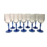 Optic Swirl Wine Glasses with Cobalt Blue Stems