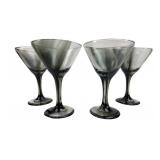 Smoky Gray Swirl Art Glass Martini Glasses