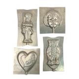 Set of 4 Vintage Metal Lollipop Molds