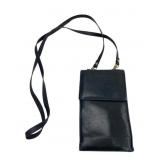 Black Leather Crossbody Wallet Organizer Bag