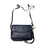 Black Leather Crossbody Bag with Wallet Interior