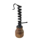 Wrought Iron and Wood Spiral Candlestick