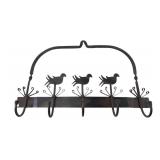 Wrought Iron Bird Motif Wall Hook Rack