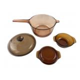 Vision Corning and Fire-King Amber Glass Cookware