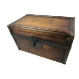 Antique Wood and Iron Bound Steamer Trunk