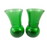 Anchor Hocking Pr. Forest Green Glass Vases