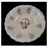 Peacock and Floral Motif Scalloped Ceramic Bowl