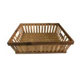 Woven Bamboo and Slatted Wood Storage Crate