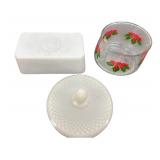 Vintage Milk Glass Lids and Poinsettia Candy Dish