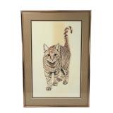 Framed Illustration of a Tabby Cat