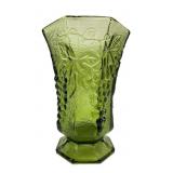 Anchor Hocking Green Pressed Glass Grape Vase
