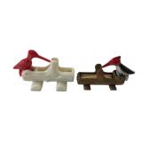 Pair of Vintage Woodpecker Toothpick Dispensers