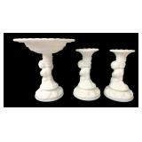 VTG Imperial Glass White Milk Glass Cherub Console