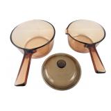 Vision Corning Amber Glass Saucepan Set