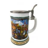 Gerz German Porcelain Beer Stein with Pewter Lid
