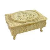 Molded Faux Ivory Plastic Footed Jewelry Box