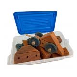 Vintage Wooden Building Block and Wheel Set