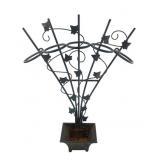 Wrought Iron Ivy Motif 5-Ring Plant Stand