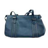 Fossil Blue Pebbled Leather Satchel Handbag