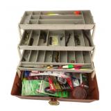 Vintage Plastic Tackle Box with Fishing Lures