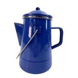 Blue Speckled Enamelware Coffee Percolator Pot