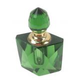Art Deco Style Green Faceted Glass Perfume Bottle