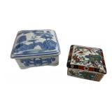 Vintage Porcelain Trinket Boxes, Set of 2