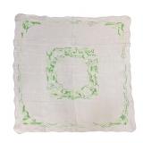 Hand-Embroidered Green Cross-Stitch Linen Cloth