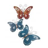 Set of 3 XL Painted Metal Butterfly Wall Decor