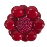 Vintage Red Enamel Flower Brooch
