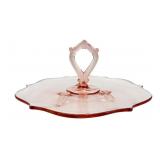 Pink Depression Glass Center Handle Server