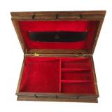 Vintage Japanese Carved Wood Jewelry Box