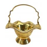 Brass Pedestal Basket with Scalloped Rim