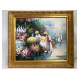 John Hansen Flower Market Oil on Canvas