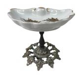 Porcelain Shell-Form Compote with Gilt Rose Motif