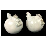 Pr. Hand-Painted Stoneware Chicken Figurines