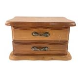 Vintage Wood Jewelry Box with Two Drawers