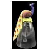 Hand-Painted Porcelain and Glass Peacock Bell