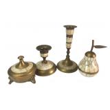 Brass and Mother of Pearl Inlay Decorative Set