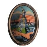 1917 Statue of Liberty Reverse Painted Glass Art