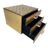 Tahari Home Gold Mirrored 3-Drawer Jewelry Box